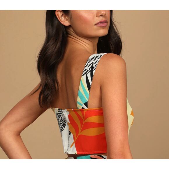 Lulus NWT Tropical Tendencies Colorful Crop Tank Top XS - Picture 8 of 8